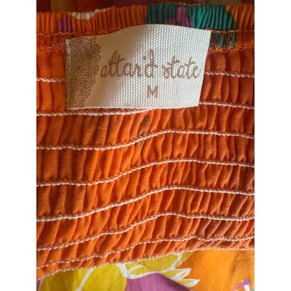 Altar’d State Women’s Medium Orange Floral Smocked Mini Dress - Picture 6 of 6